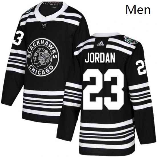Mens Adidas Chicago Blackhawks 23 Michael Jordan Authentic Black 2019 Winter Classic NHL Jersey